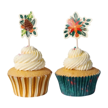 Christmas Cupcake & Topper Set of 24 - Winter Berries